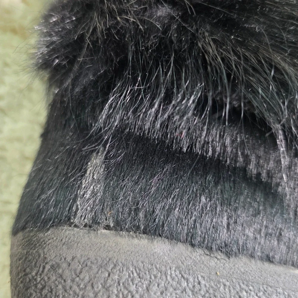 VTG Tecnica Snow Boots Black FULL‎ GOAT HAIR Mid Calf Rare Womens 39 Excellent
